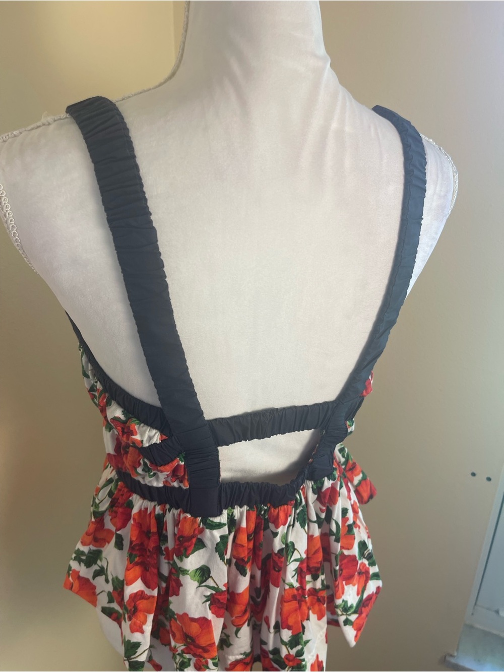Maeve Anthropologie Floral Tank Top Stretchy Poppy Open Back Cottagecore Boho M - Picture 8 of 15